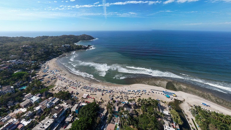 Aerial shot of Sayulita beach