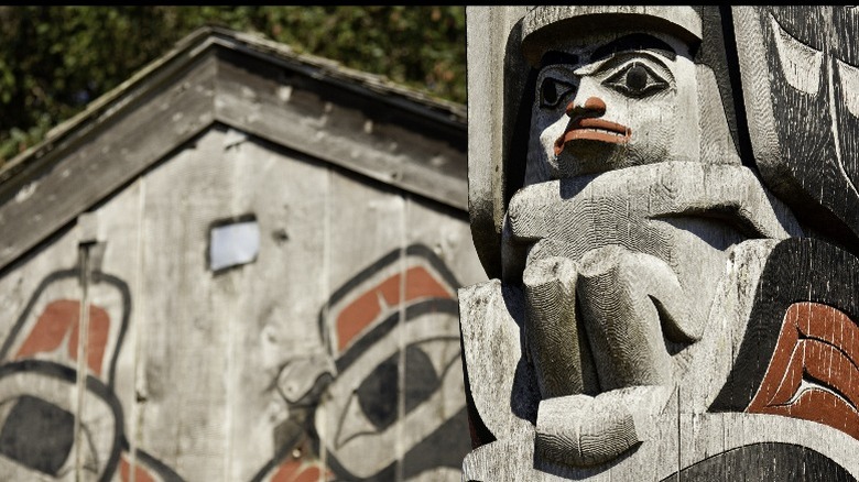 Totem poles in Gwaii canada