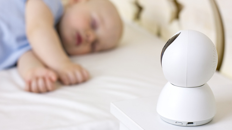 Sleeping baby and baby monitor