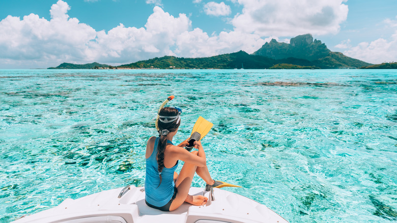 Woman ready to snorkel 