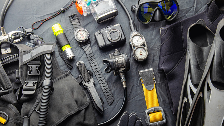 Set of scuba diving equipment