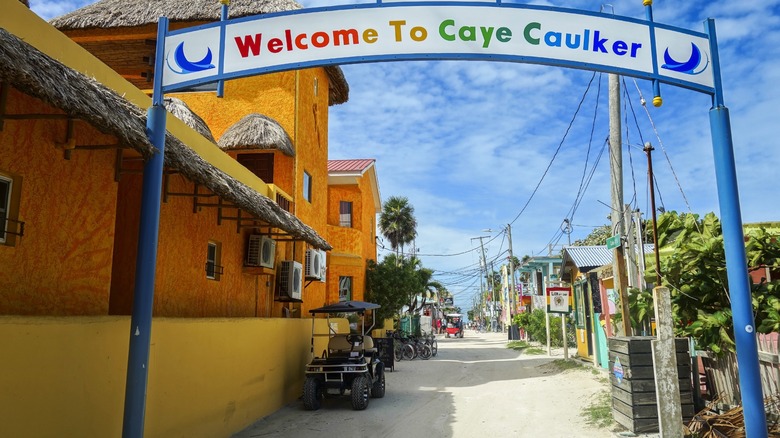 Colorful street in Caye Caulker