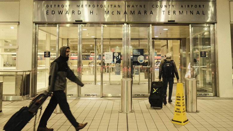 People at Detroit airport