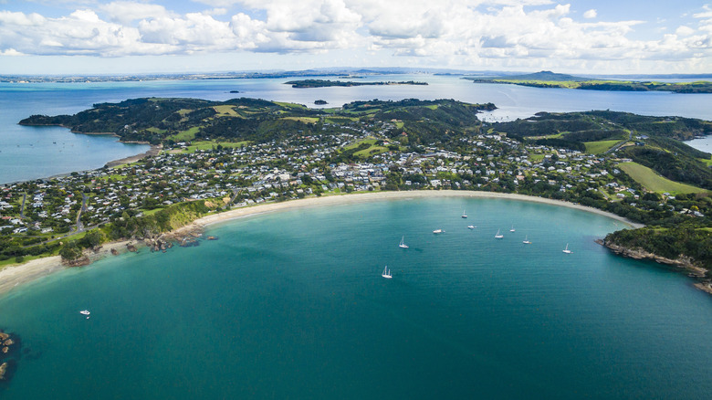 Aerial view of Waiheke Island beach