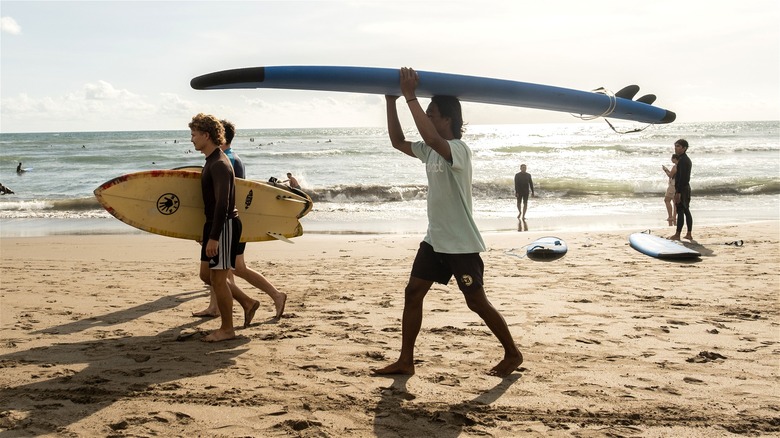 Surfers on Bali beach