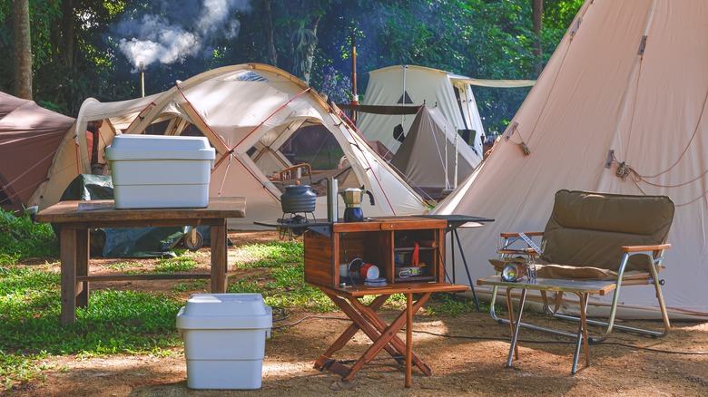 crowded tent campground