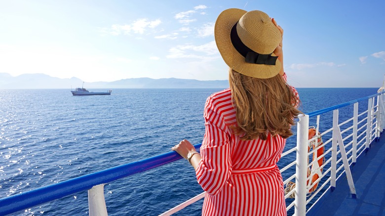 Woman on a cruise ship