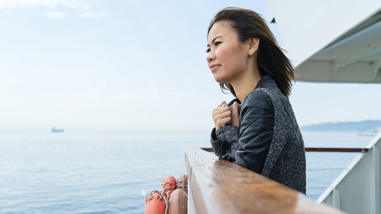 Woman thinking on cruise