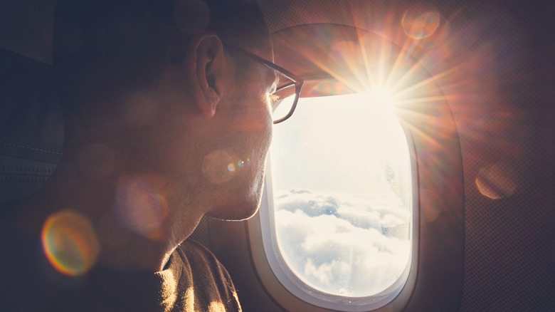 passenger airplane bright window