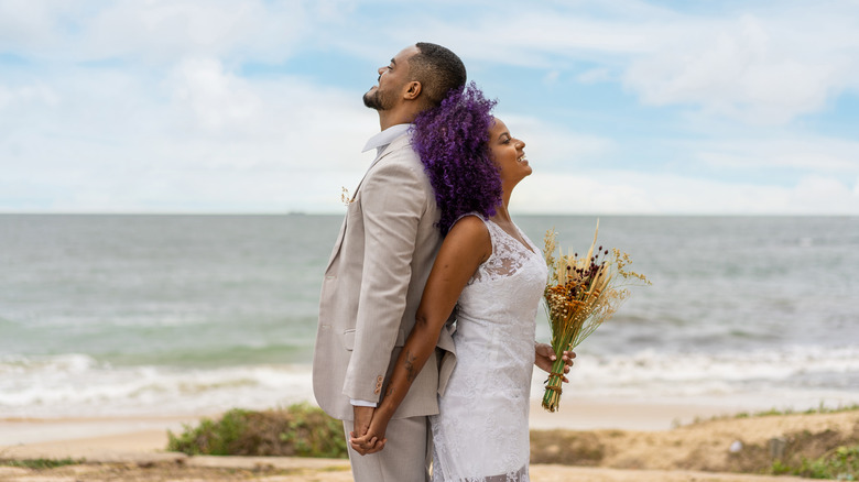 wedding couple on beautiful beach