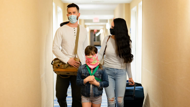 A family inside a cruise ship