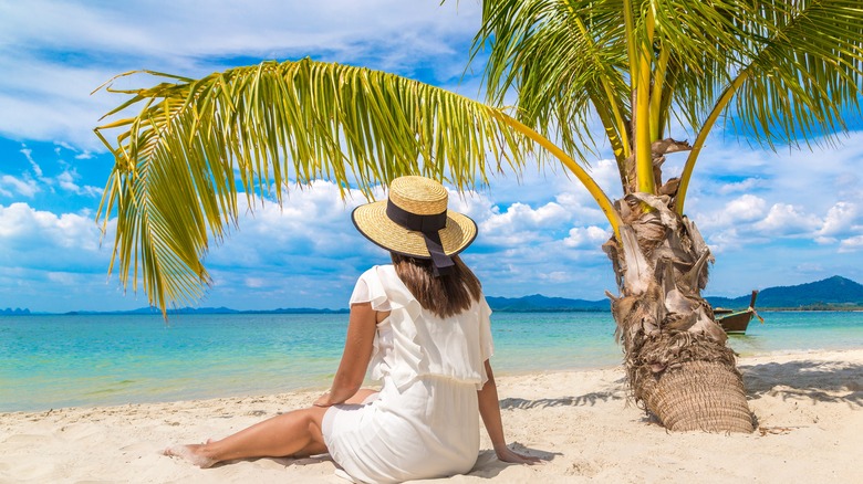 Woman on a beach in Fiji