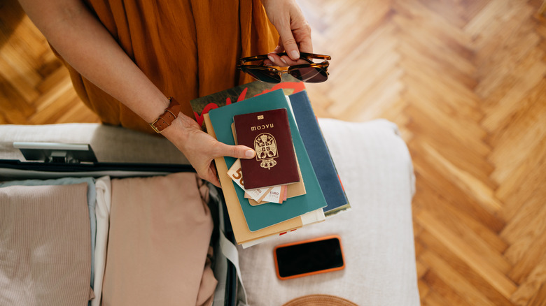 Woman holding passport