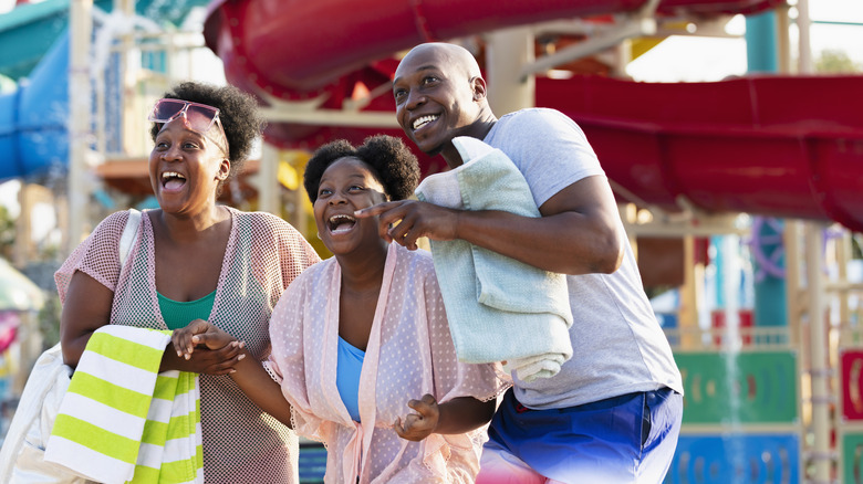 Family at water park