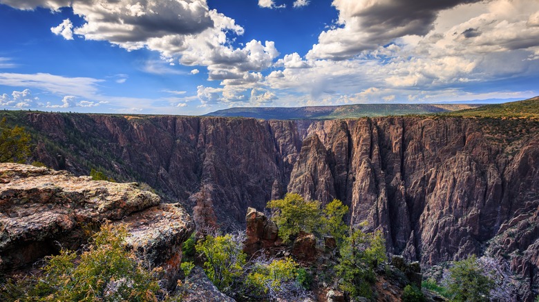 sheer black canyon walls