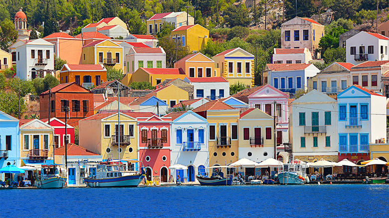 Pastel houses in Kastellorizo, Greece