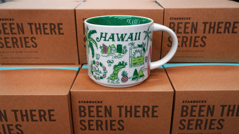 Hawaii mug on display