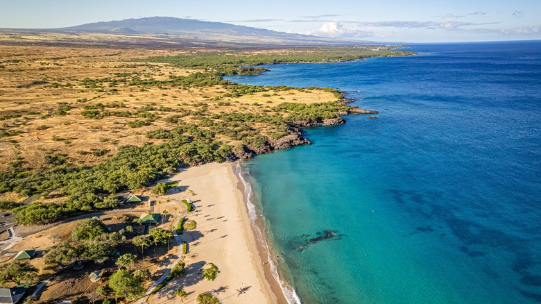 An aerial view of Hapuna Beach