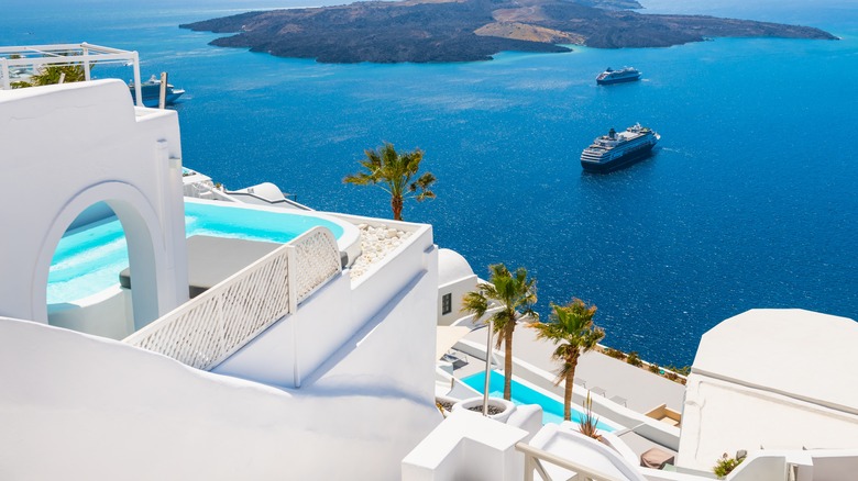 White house with pool in Santorini