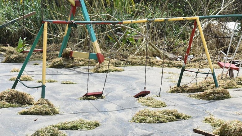 Hurricane damaged playground in Caribbean 