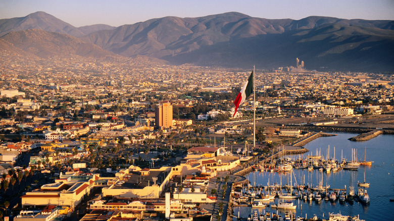 An aerial view of the port city Ensenada, Mexico