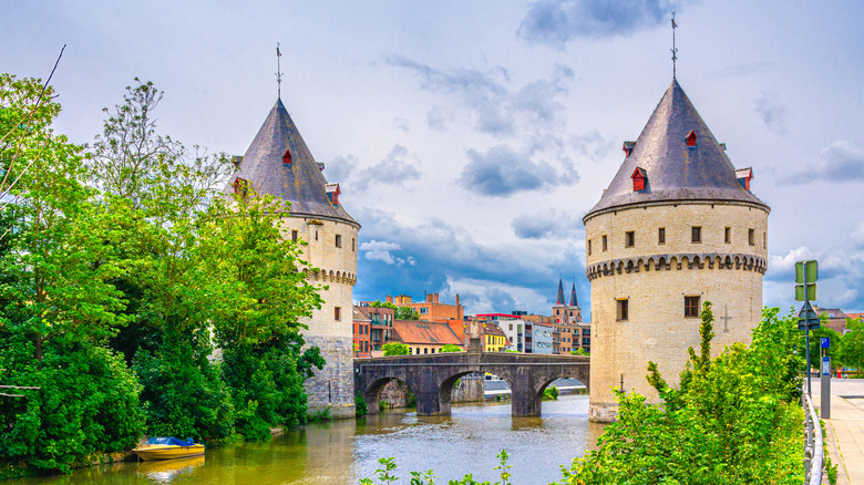 Towers at bridge in Kortrijk