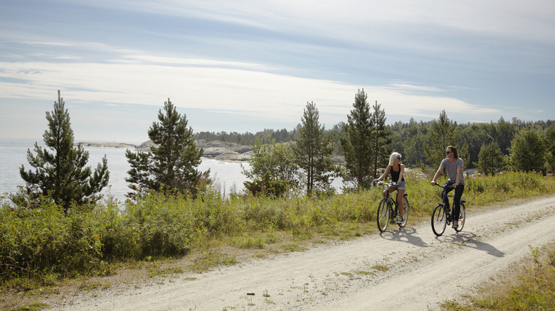 Cyclists on a rural trail