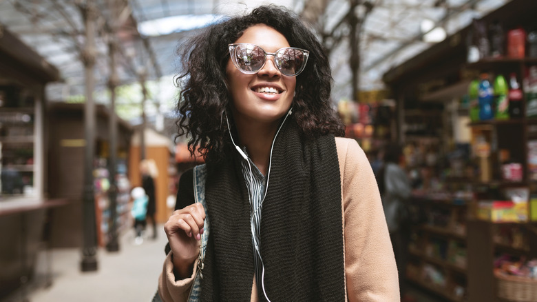 Young woman with neck scarf