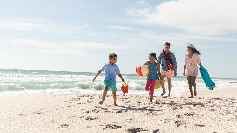 Family on beach