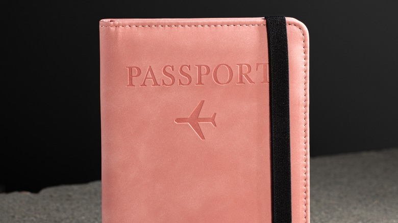 Peach-colored passport cover