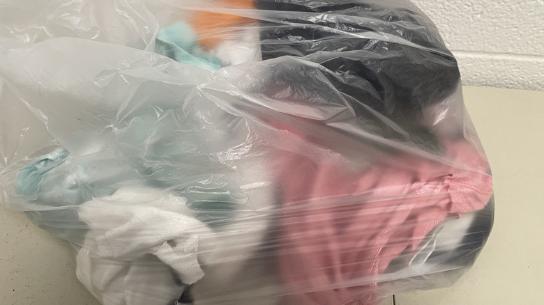 Laundry in plastic bag