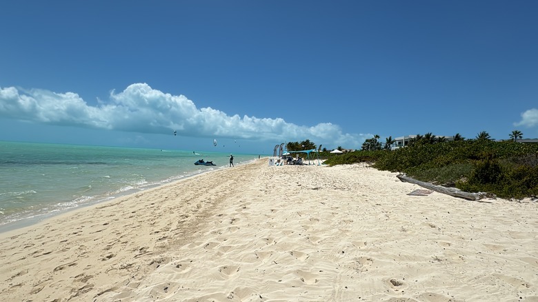 Long sandy beach in Providenciales