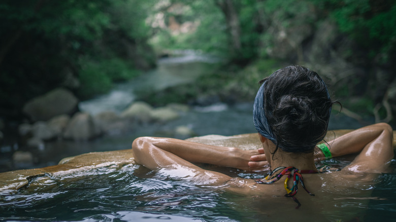 Woman in a hot spring in Costa Rica