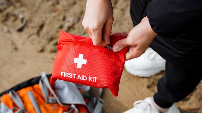 First aid kit at beach 