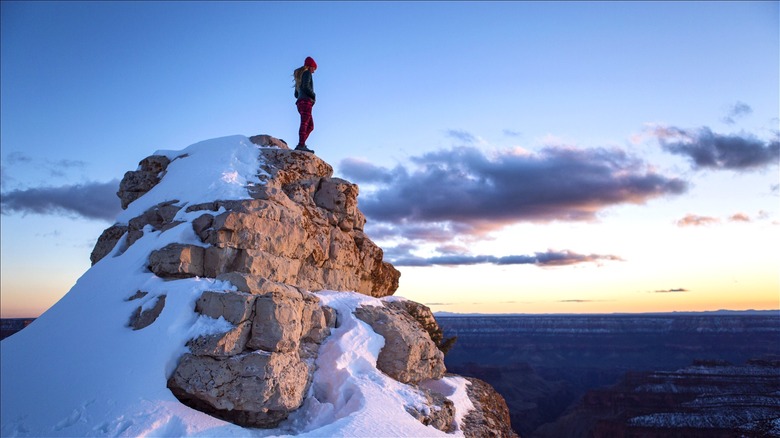 hiker alone north rim peak grand canyon