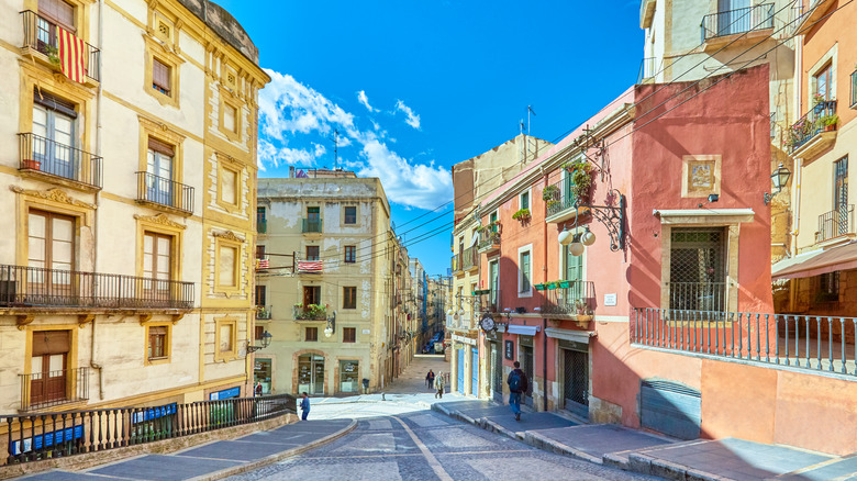 Colorful facades in Tarragona, Spain