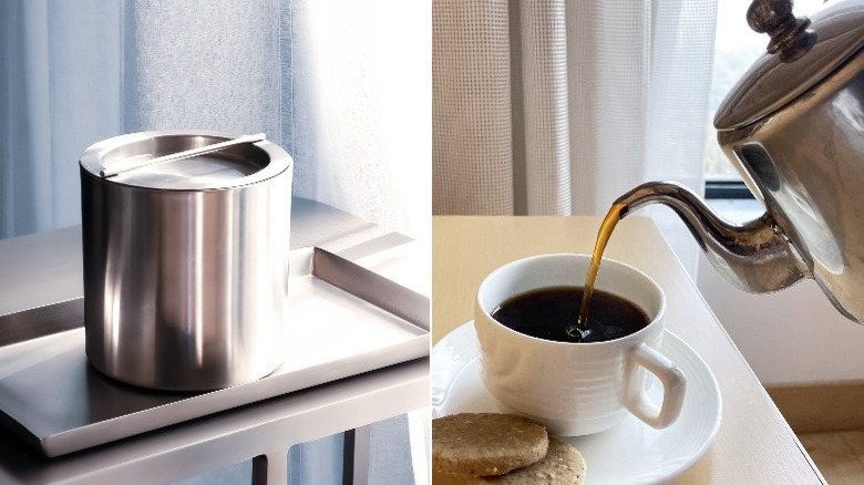 ice bucket and coffee pot 