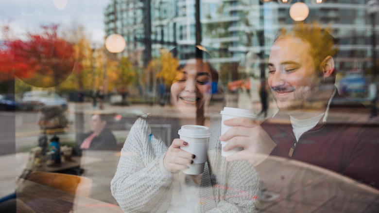 Drinking coffee in Portland 