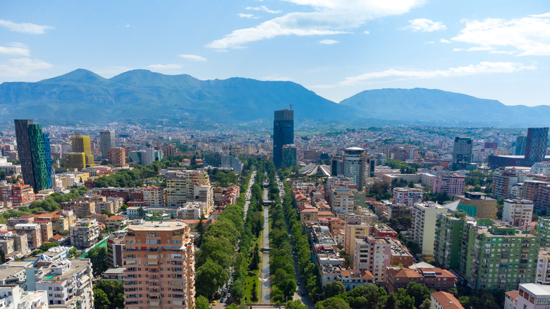 Tirana, Albania from drone