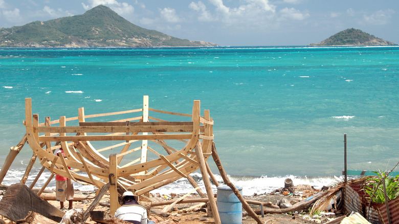 boat building on a beach