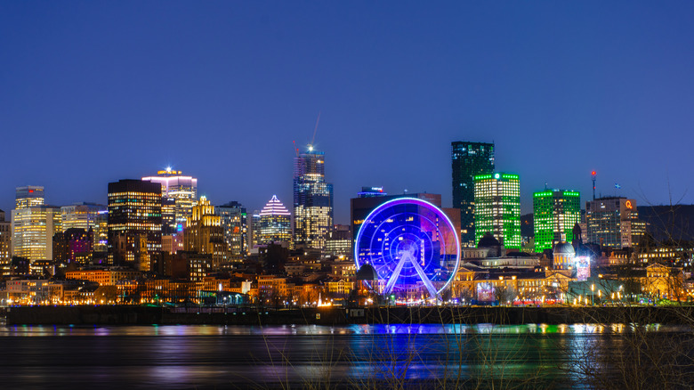 riverside cityscape at night