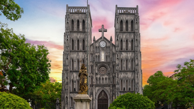 Pink sky above St. Joseph Cathedral