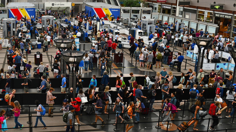 TSA screening queue at Denver