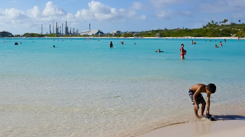 Kids at Baby Beach Aruba