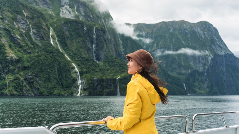 woman on Milford Sound cruise