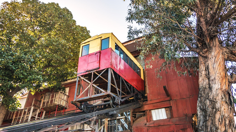 a funicular car in Valparaiso