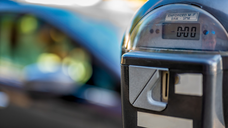 Parking meter set to zero