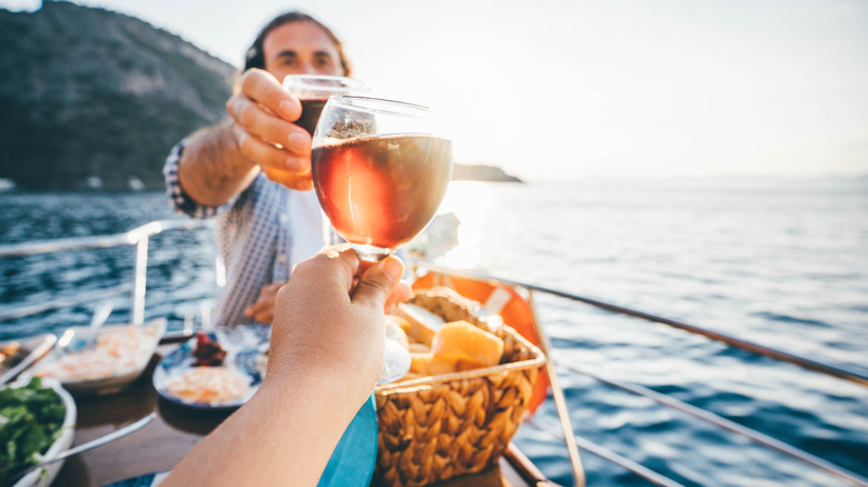 Couple having drinks on cruise